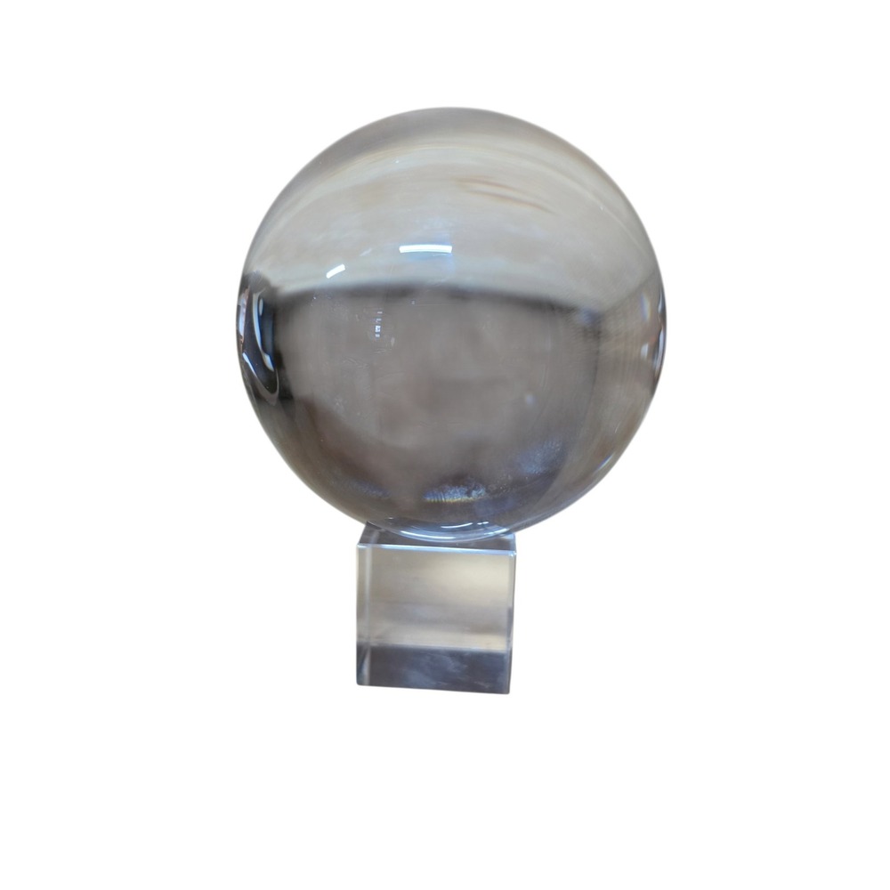 Amlong Crystal Clear Glass Ball Sphere with Square Stand and Gift Box 80mm